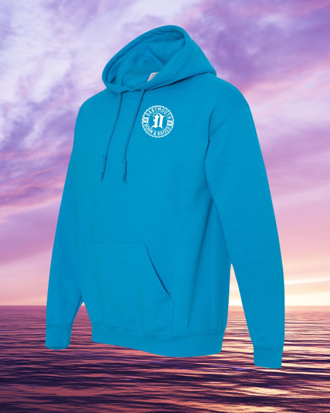 Born & Raised in Dartmouth left chest Hoodie