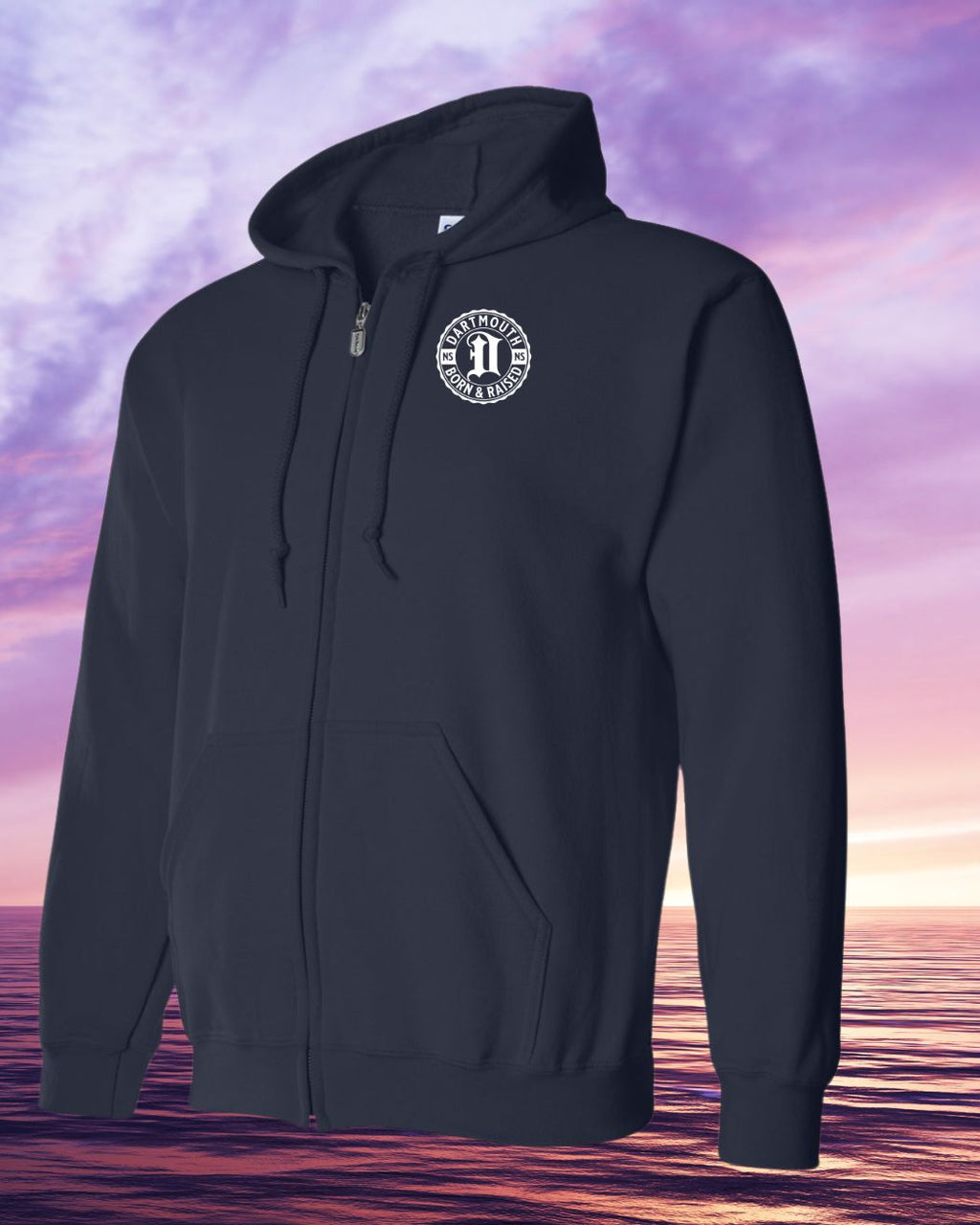 Born & Raised in Dartmouth left chest Zip Hoodie - Unisex