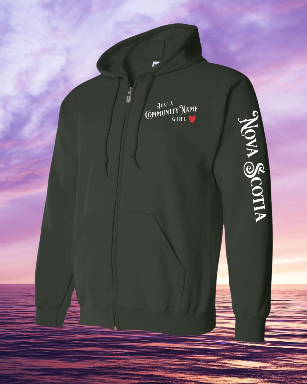 Custom Name Just a on left chest with NS sleeve Zip Hoodie - Unisex