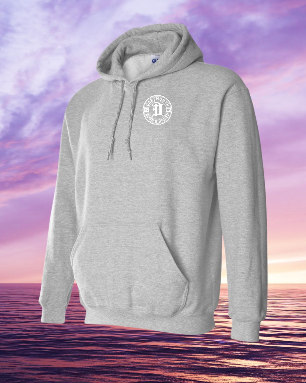 Born & Raised in Dartmouth left chest Hoodie