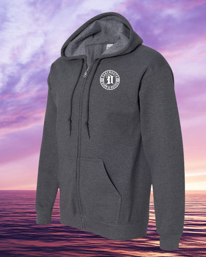 Born & Raised in Dartmouth left chest Zip Hoodie