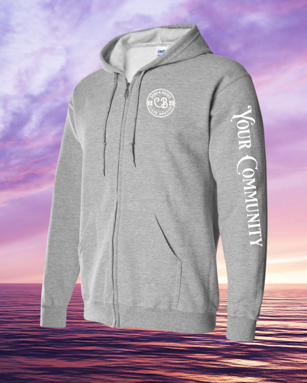 Born & Raised CB Custom Sleeve Zip Hoodie - Unisex