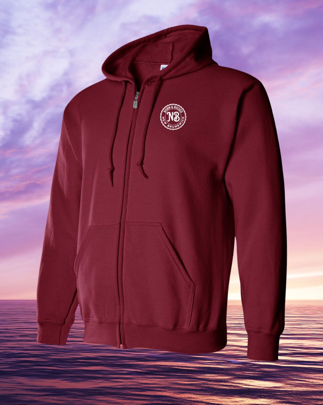 Born & Raised in NB left chest Zip Hoodie