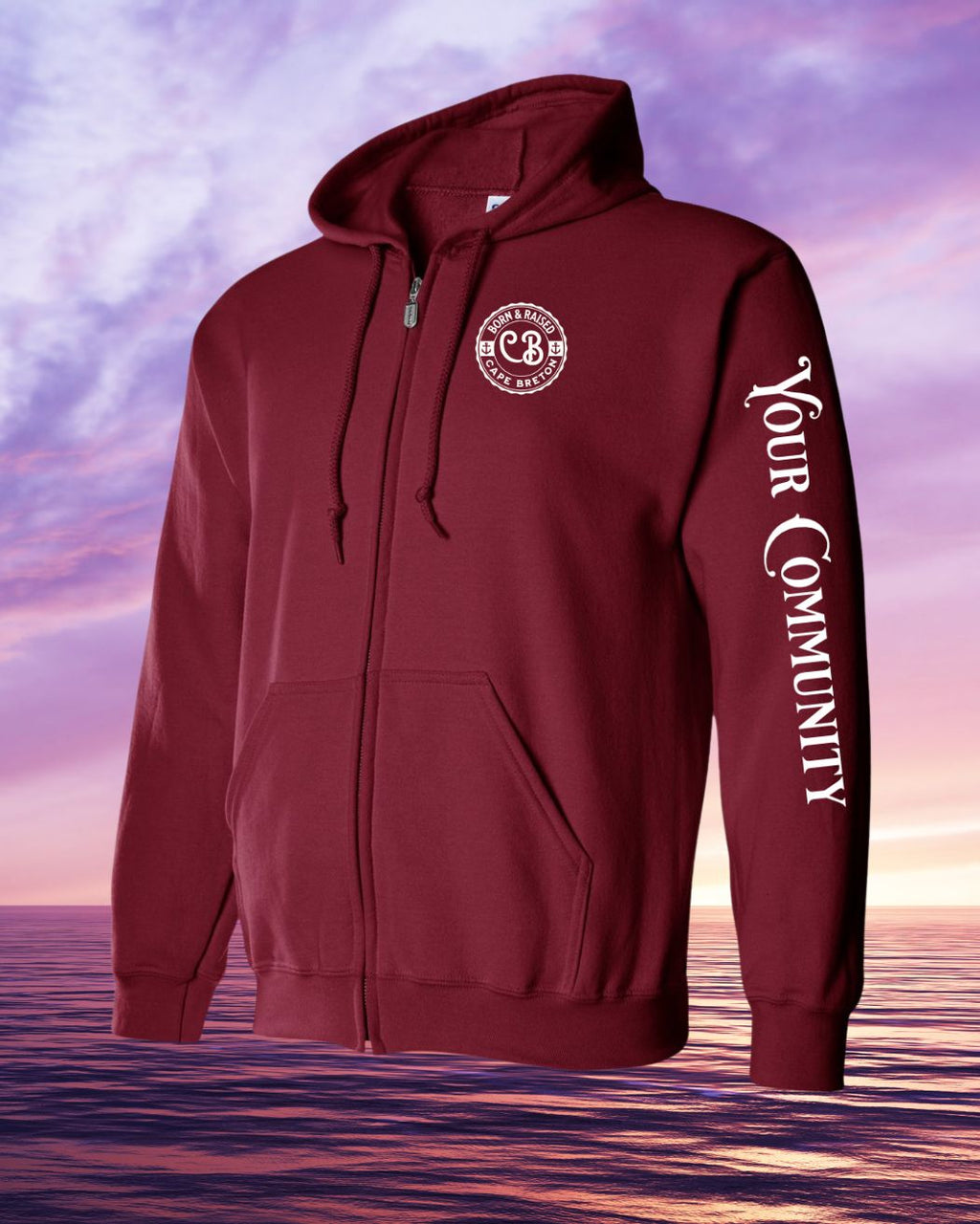 Born & Raised CB Custom Sleeve Zip Hoodie - Unisex