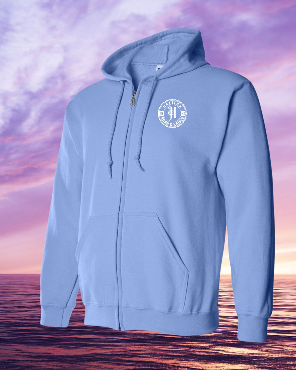 Born & Raised in Halifax left chest Zip Hoodie - Unisex