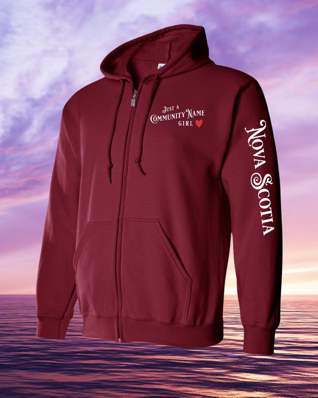 Custom Name Just a on left chest with NS sleeve Zip Hoodie - Unisex