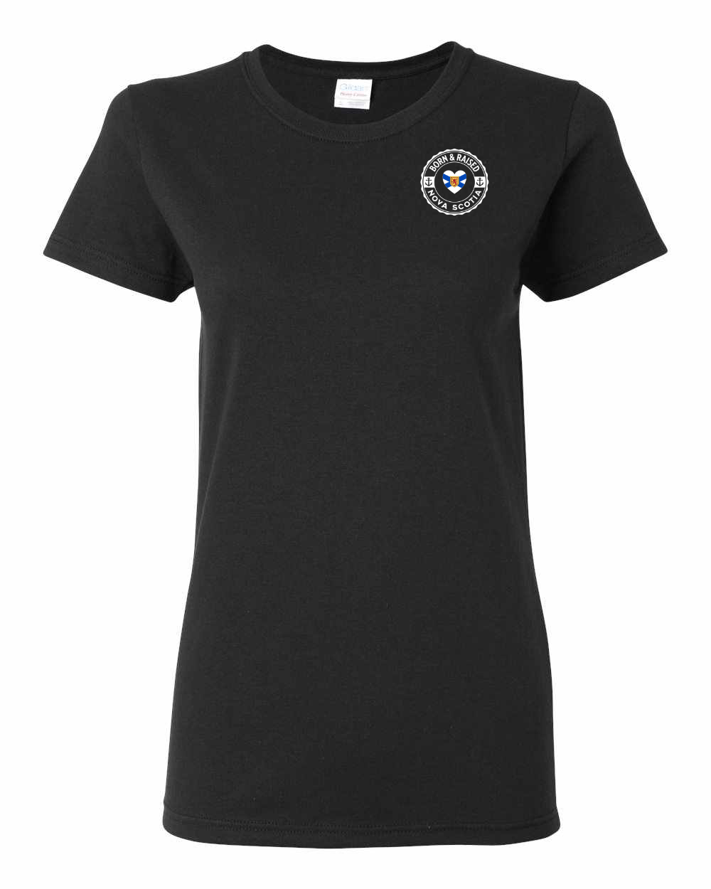 Born and Raised Heart Flag NS Left Chest Women's Tee