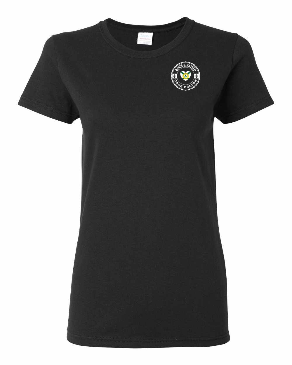 Born and Raised Heart Flag CB Left Chest Women's Tee