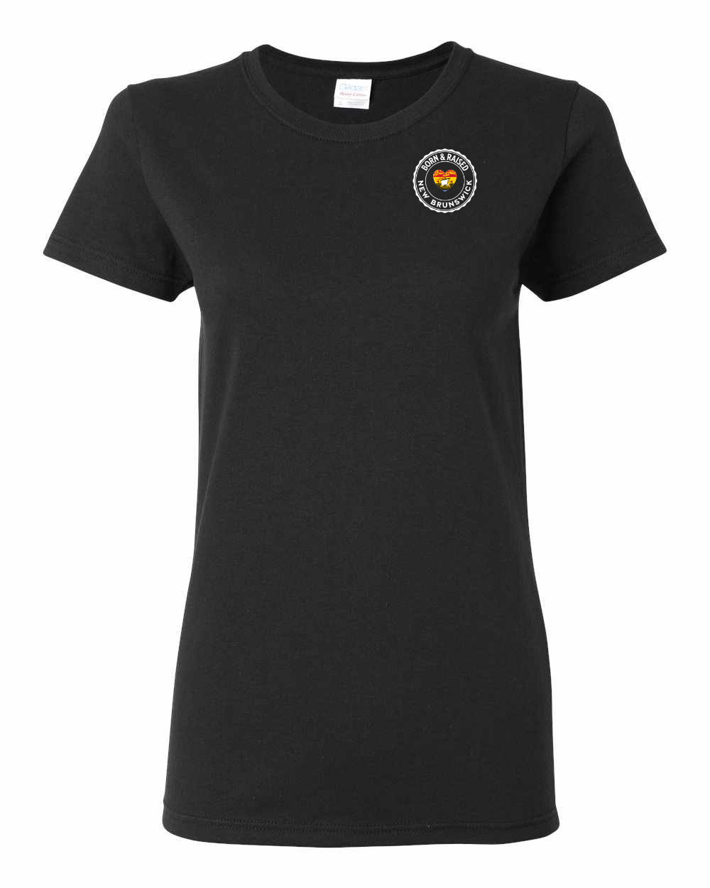 Born and Raised Heart Flag NB Left Chest and Back Women's Tee