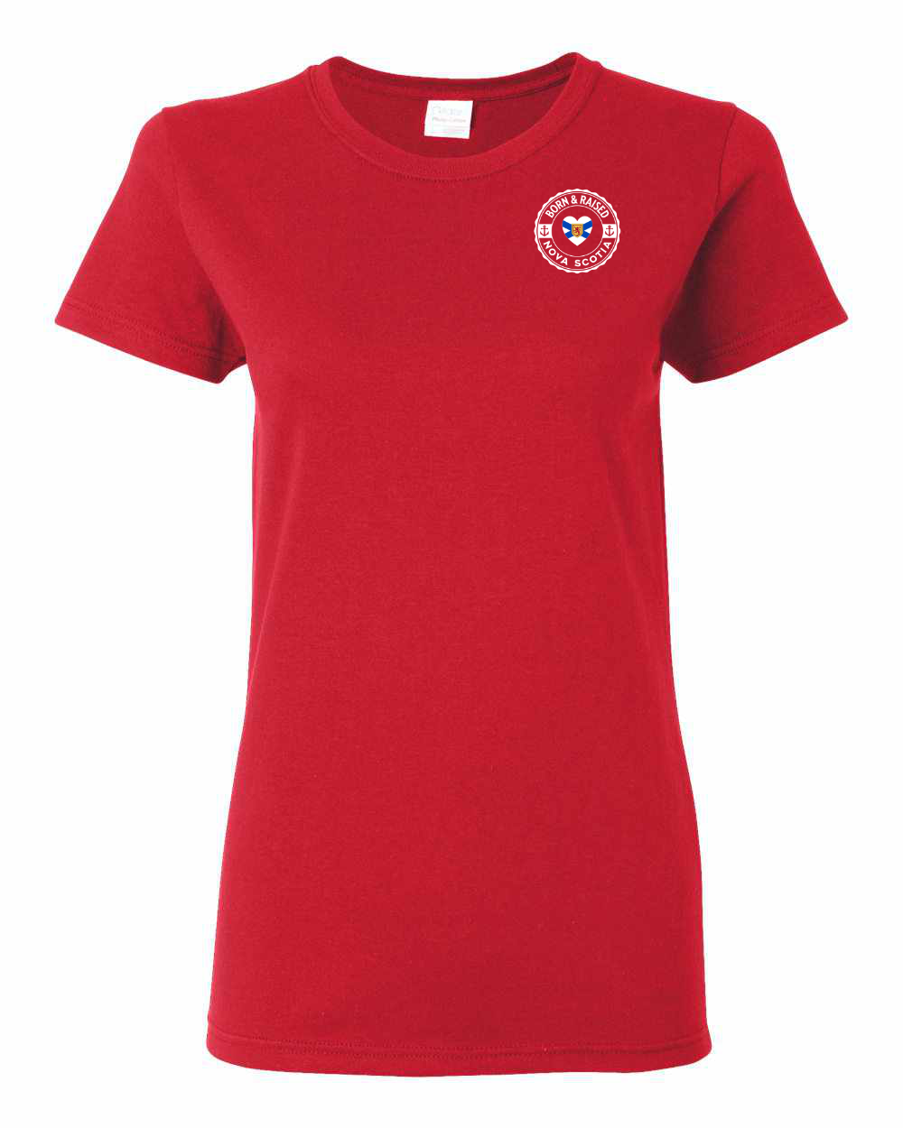 Born and Raised Heart Flag NS Left Chest Women's Tee
