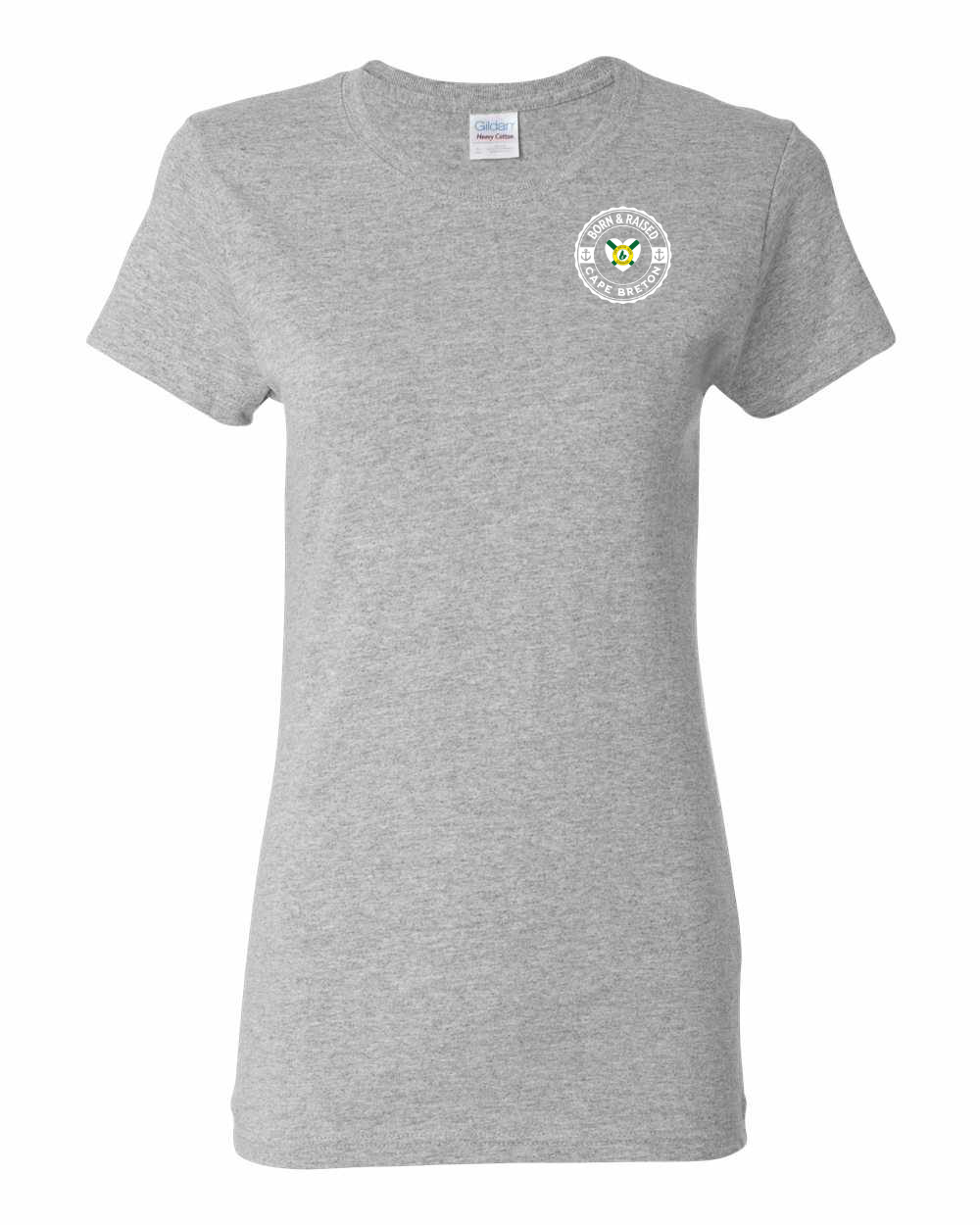 Born and Raised Heart Flag CB Left Chest Women's Tee