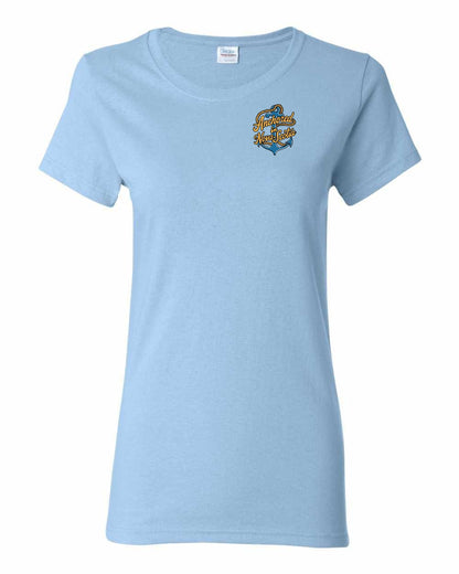 Anchored in Nova Scotia (New Design) Left Chest and Back womens-tee