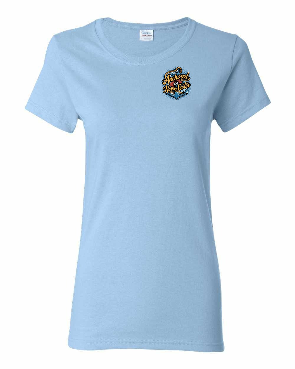 Anchored In Nova Scotia (Old Design) Left Chest and Back womens-tee