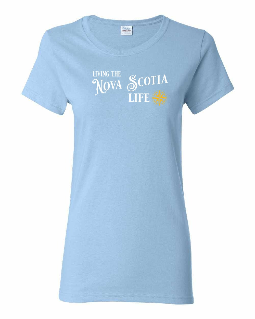 Living the Nova Scotia Life yellow Full womens-tee