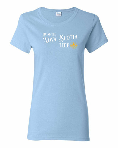 Living the Nova Scotia Life yellow Full womens-tee