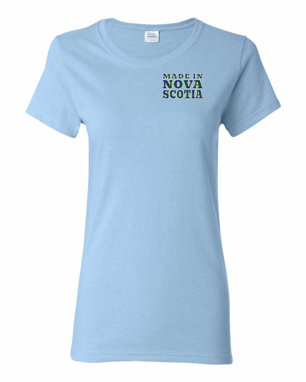 Made In Nova Scotia ( Tartan Lettering) Left Chest and Back womens-tee