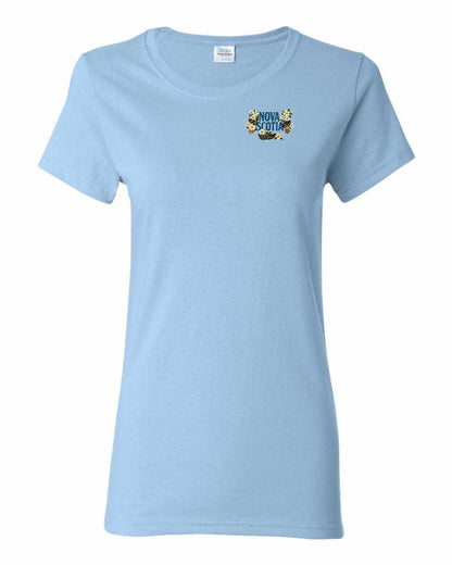 Nova Scotia Flowers Left Chest and Back womens-tee