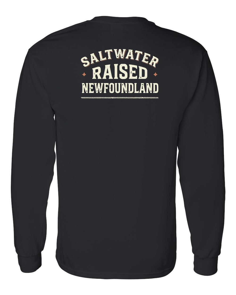 NFLD Saltwater Raised Sign Left Chest and Back Long Sleeve Tee - Unisex