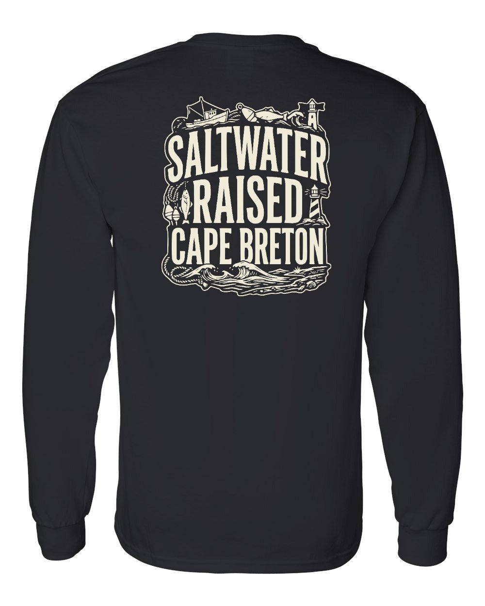 CB Saltwater Raised Folk Left Chest and Back Long Sleeve Tee - Unisex