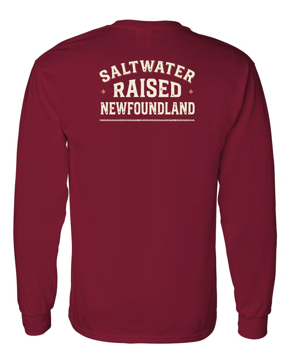 NFLD Saltwater Raised Sign Left Chest and Back Long Sleeve Tee - Unisex