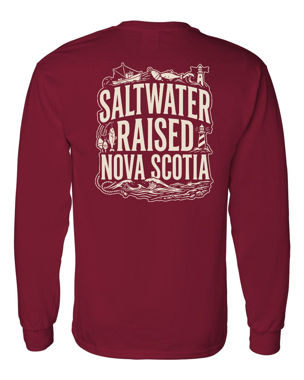Saltwater Raised NS Folk Left Chest and Back Long Sleeve - Unisex