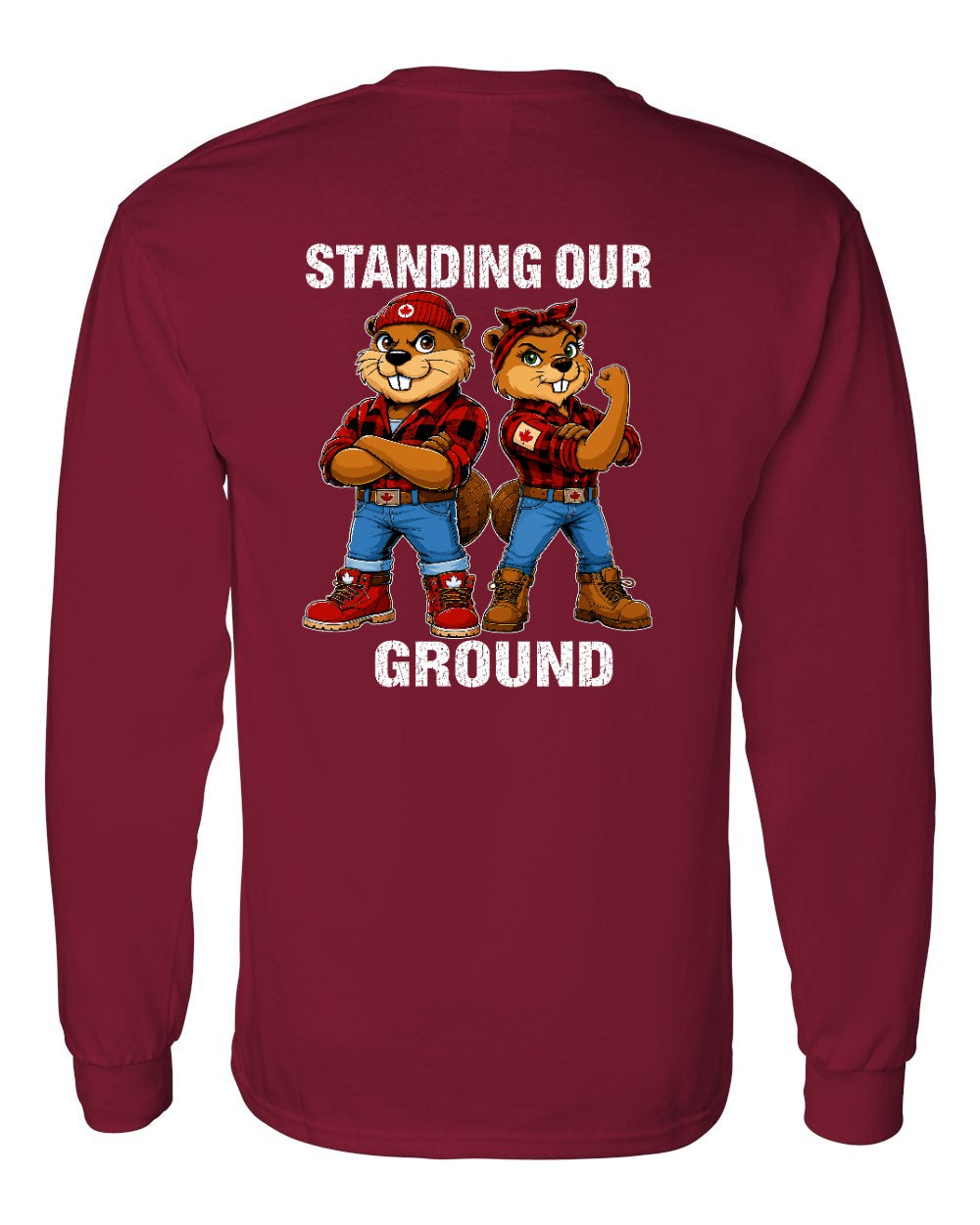 Standing Our Ground Left Chest and Back Long Sleeve in Cardinal Red - back