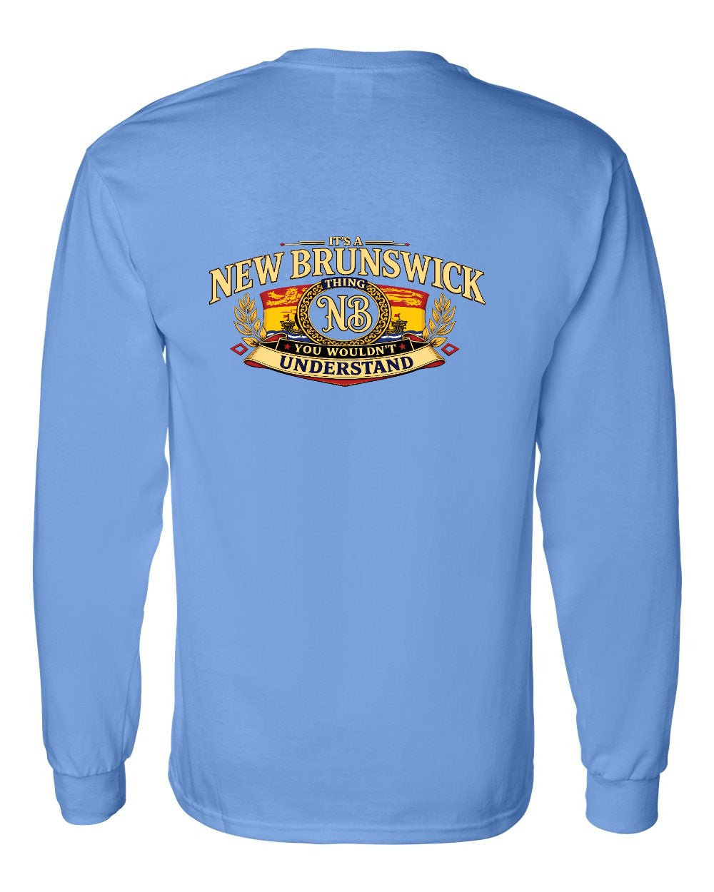 Nb Understand Left Chest and Back Long Sleeve in Carolina Blue - back