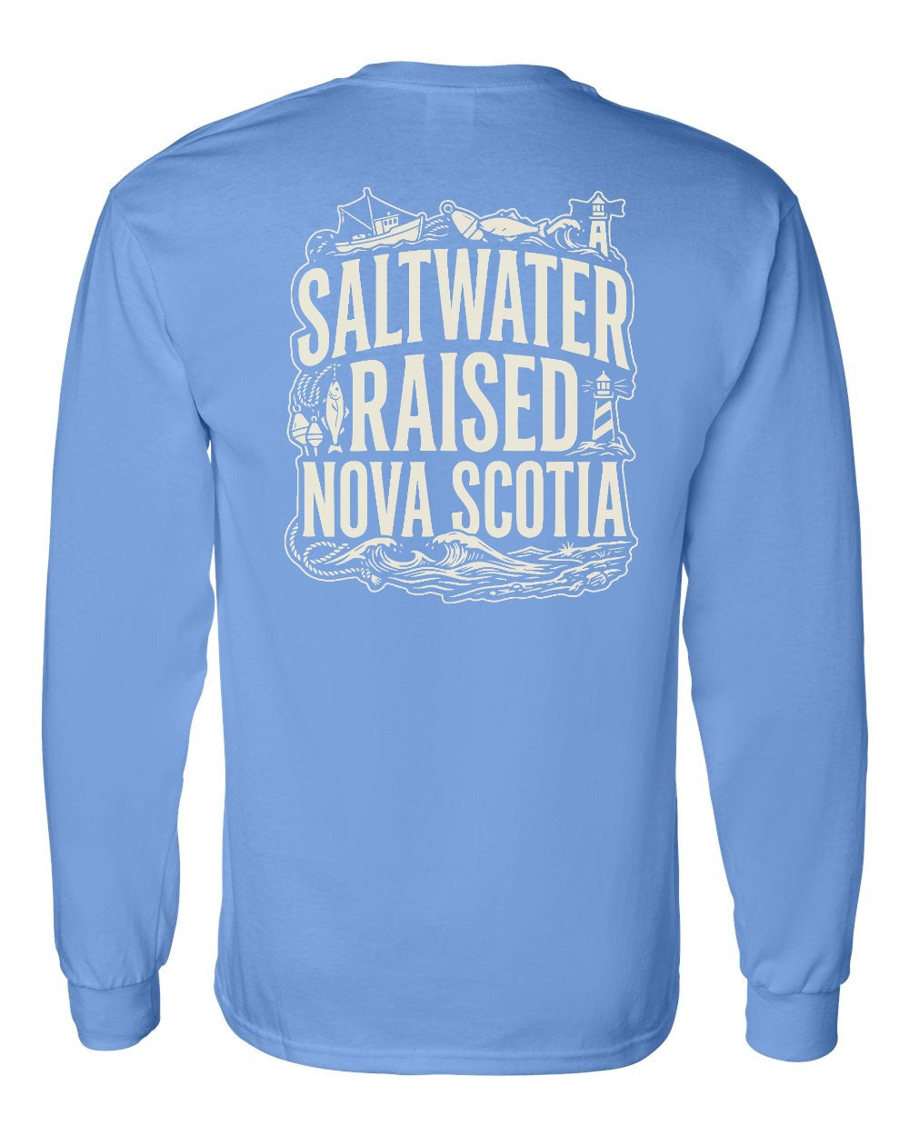 Saltwater Raised NS Folk Left Chest and Back Long Sleeve - Unisex