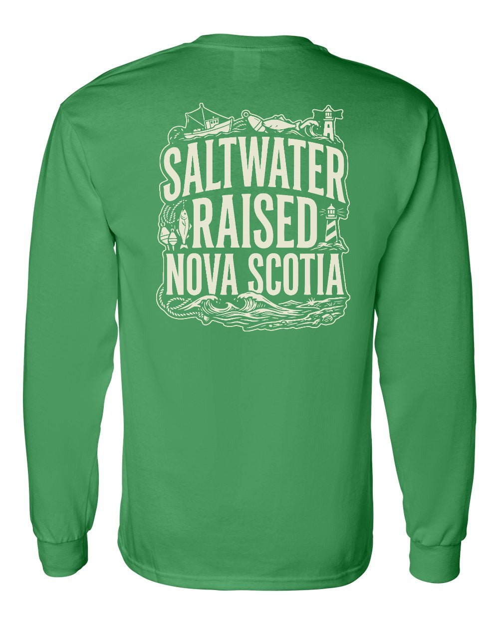 Saltwater Raised NS Folk Left Chest and Back Long Sleeve - Unisex