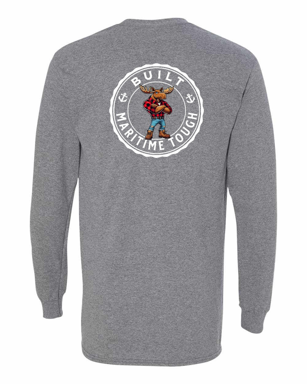 Built Maritime Tough Moose Left Chest & Back Long Sleeve Tee - Unisex