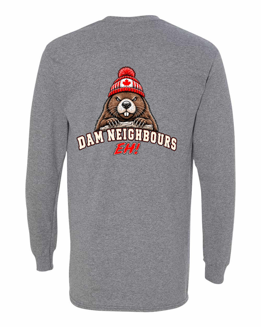 Dam Neighbours Left Chest and Back Long Sleeve in Graphite Heather - back