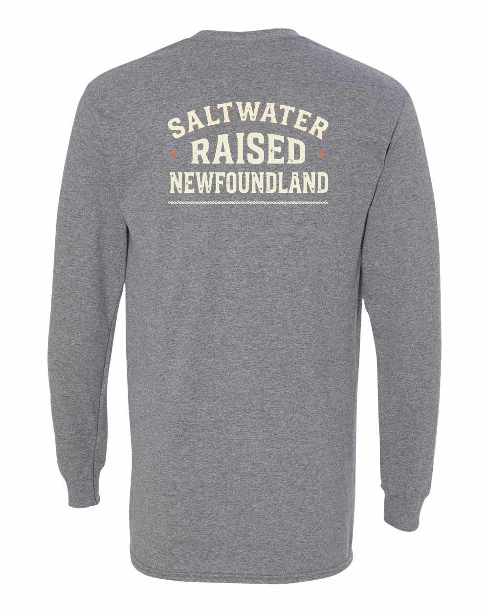 NFLD Saltwater Raised Sign Left Chest and Back Long Sleeve Tee - Unisex