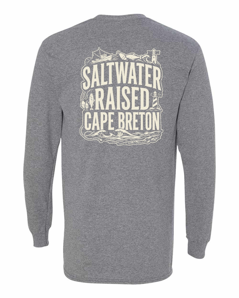 CB Saltwater Raised Folk Left Chest and Back Long Sleeve Tee - Unisex