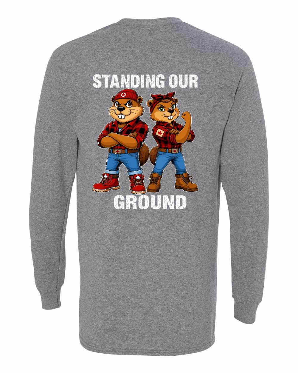 Standing Our Ground Left Chest and Back Long Sleeve in Graphite Heather - back