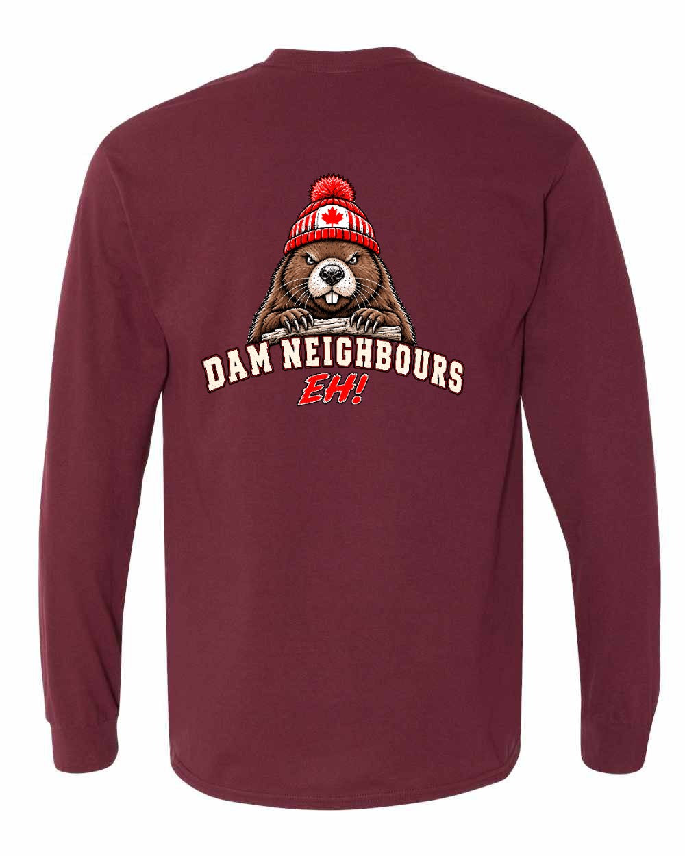 Dam Neighbours Left Chest and Back Long Sleeve in Maroon - back