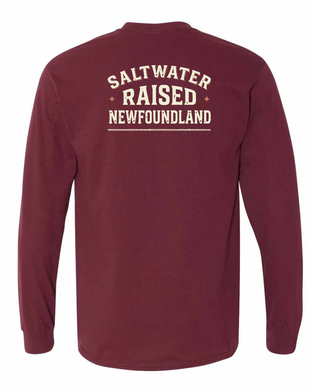 NFLD Saltwater Raised Sign Left Chest and Back Long Sleeve Tee - Unisex