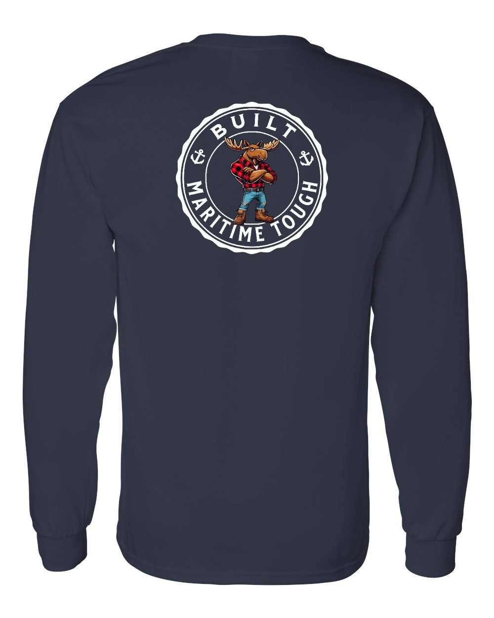 Built Maritime Tough Moose Left Chest & Back Long Sleeve Tee - Unisex