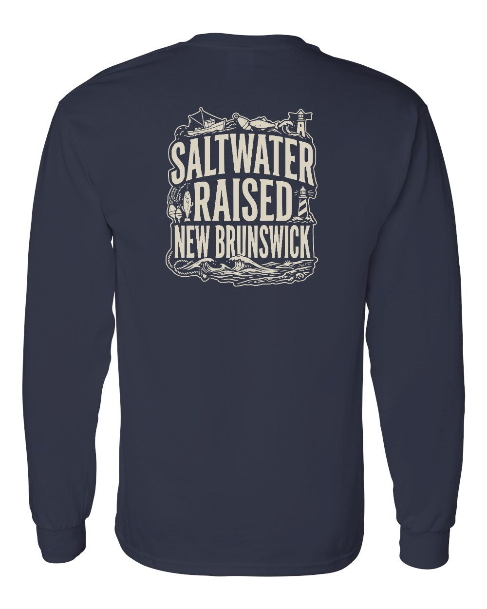 NB Saltwater Raised Folk Left Chest and Back Long Sleeve Tee - Unisex
