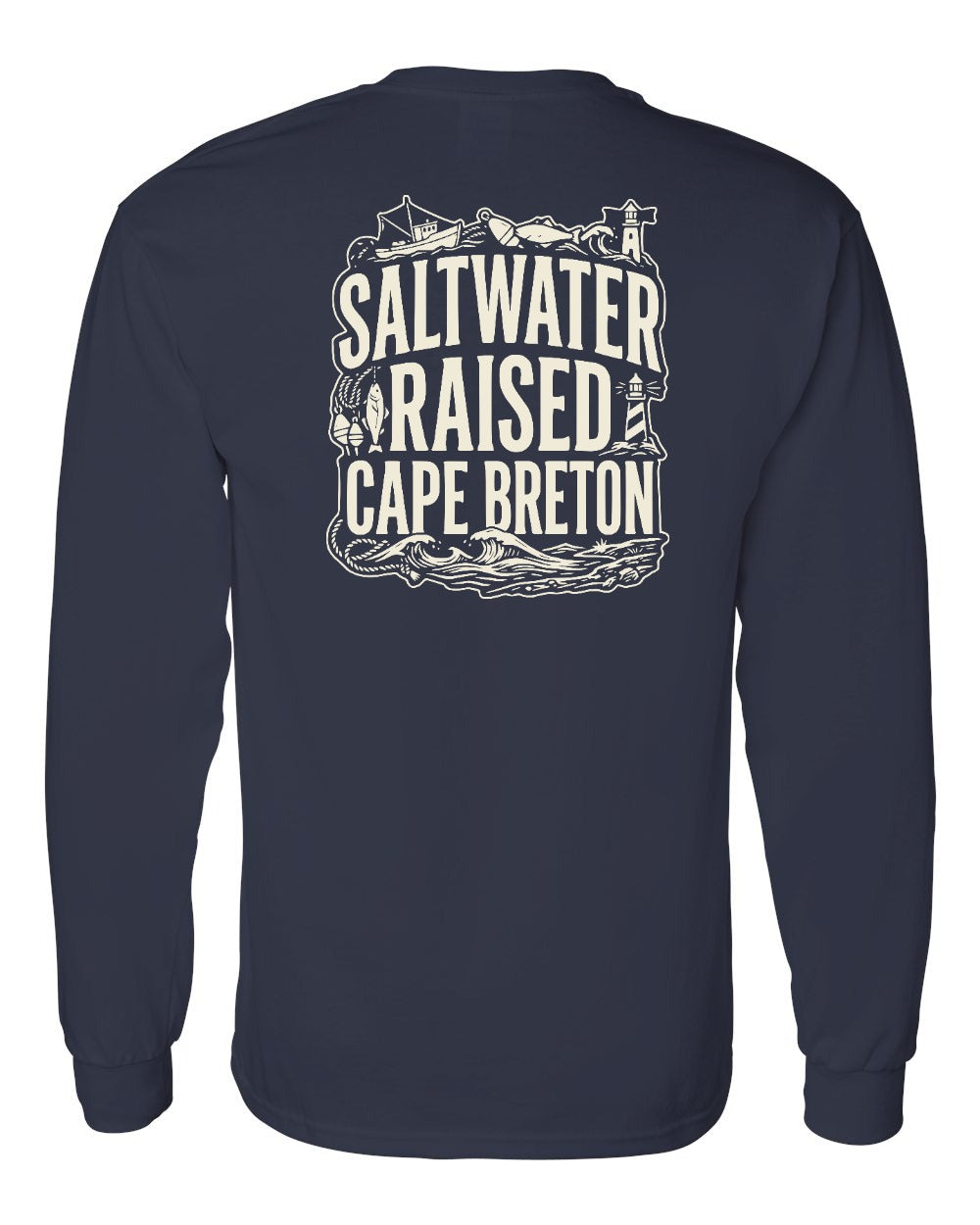 CB Saltwater Raised Folk Left Chest and Back Long Sleeve Tee - Unisex