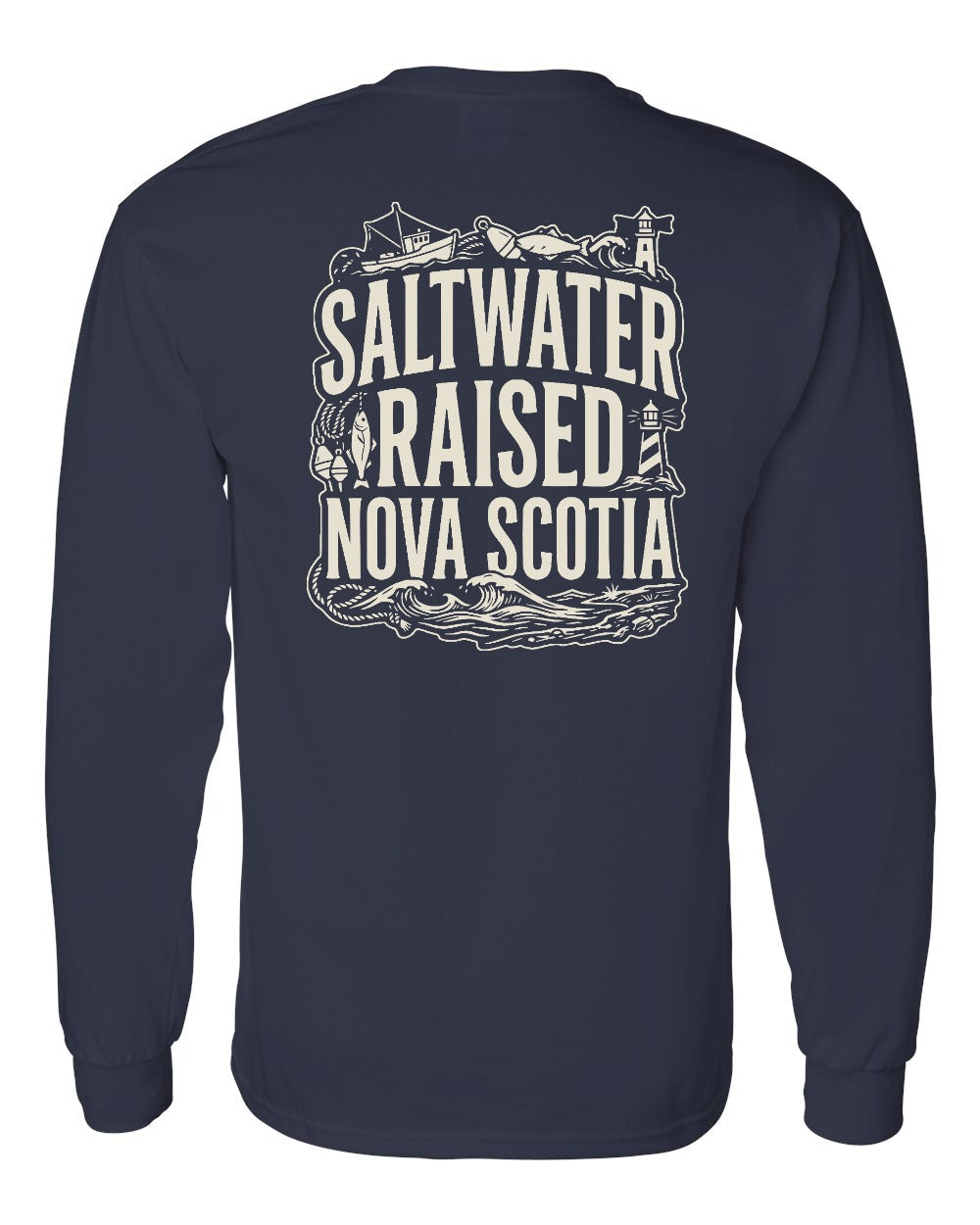 Saltwater Raised NS Folk Left Chest and Back Long Sleeve - Unisex