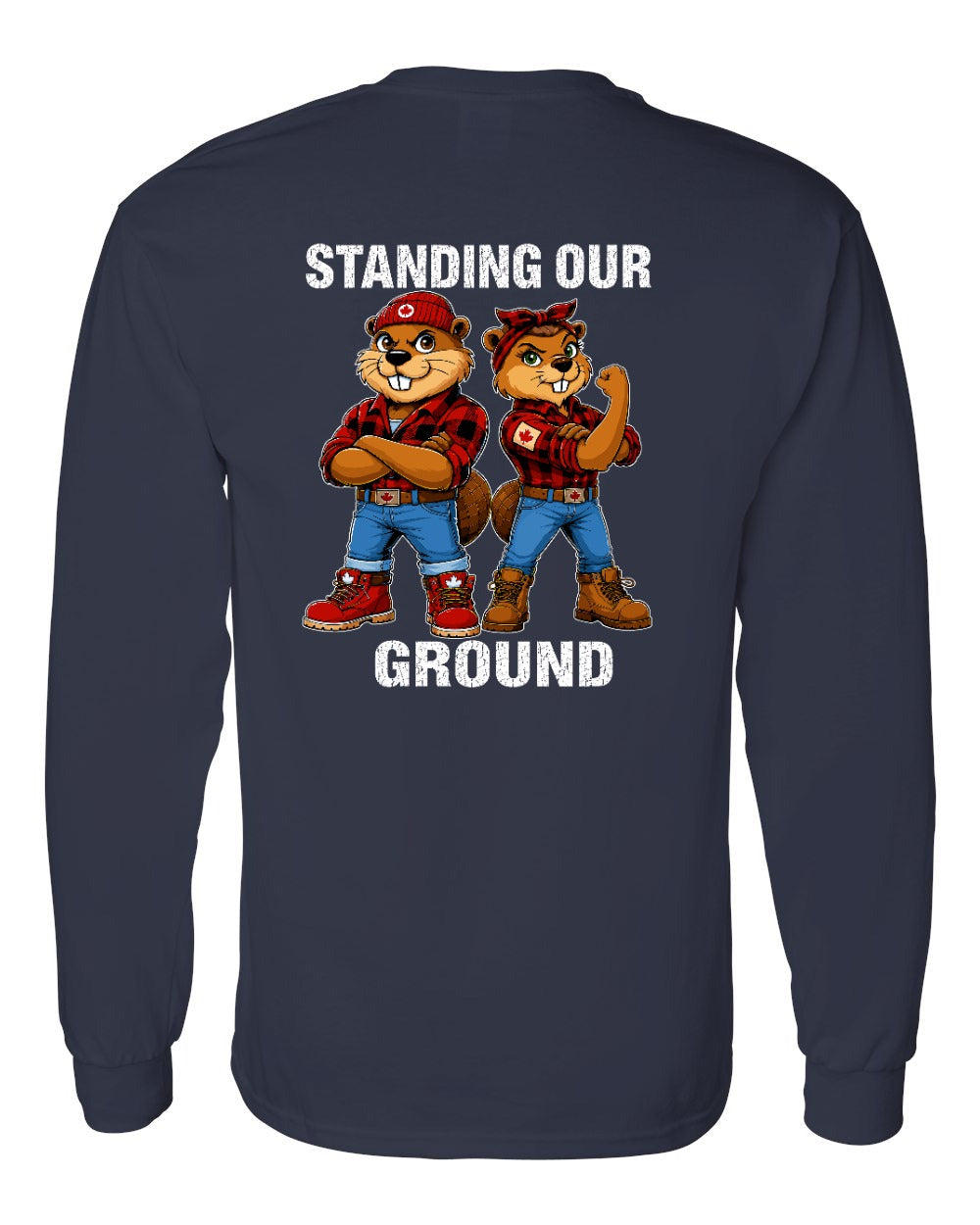 Standing Our Ground Left Chest and Back Long Sleeve in Navy - back