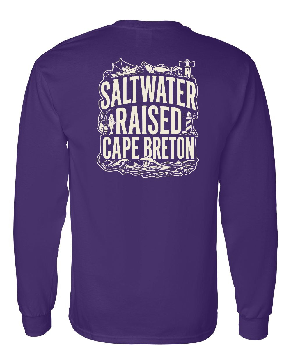 CB Saltwater Raised Folk Left Chest and Back Long Sleeve Tee - Unisex