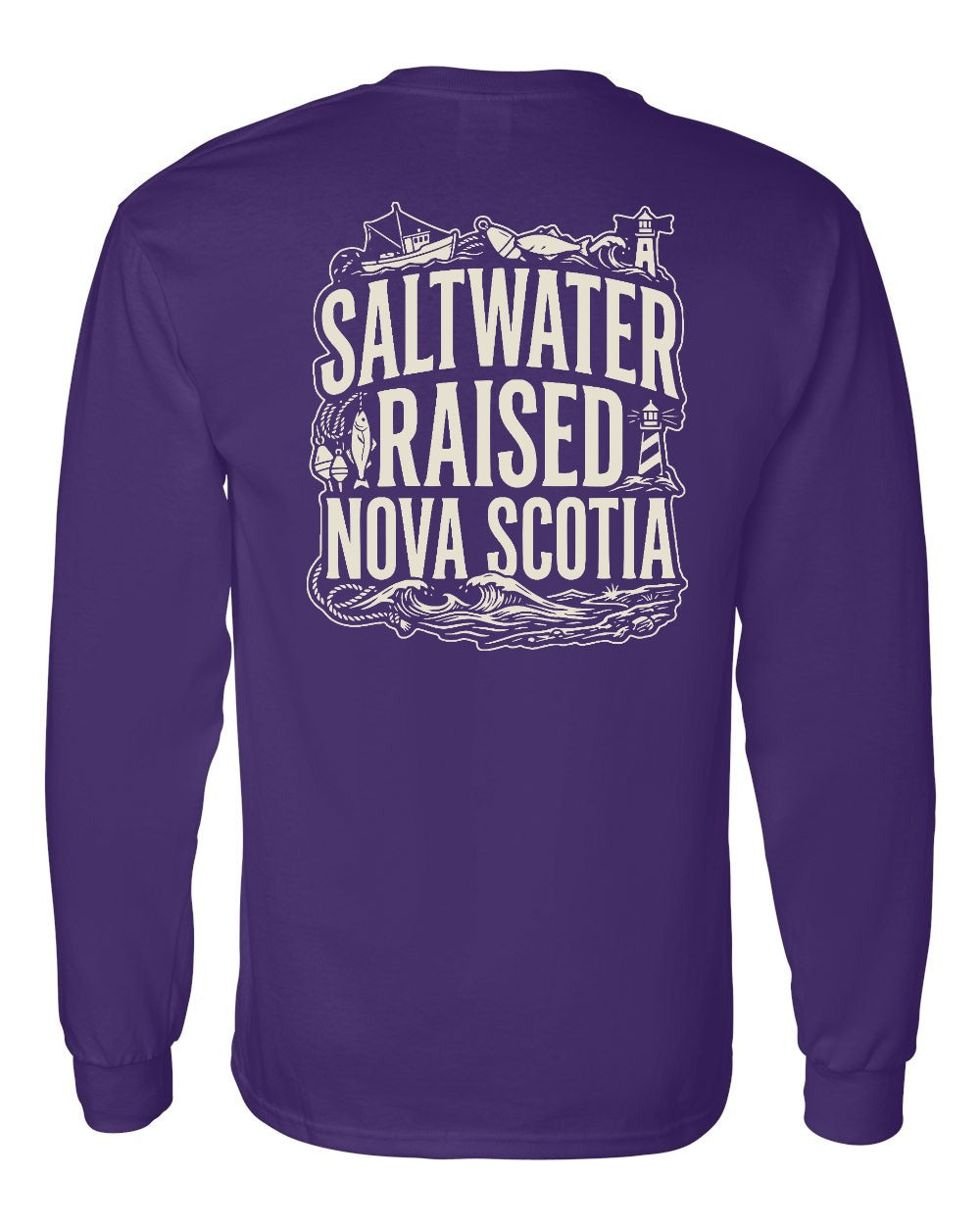 Saltwater Raised NS Folk Left Chest and Back Long Sleeve - Unisex