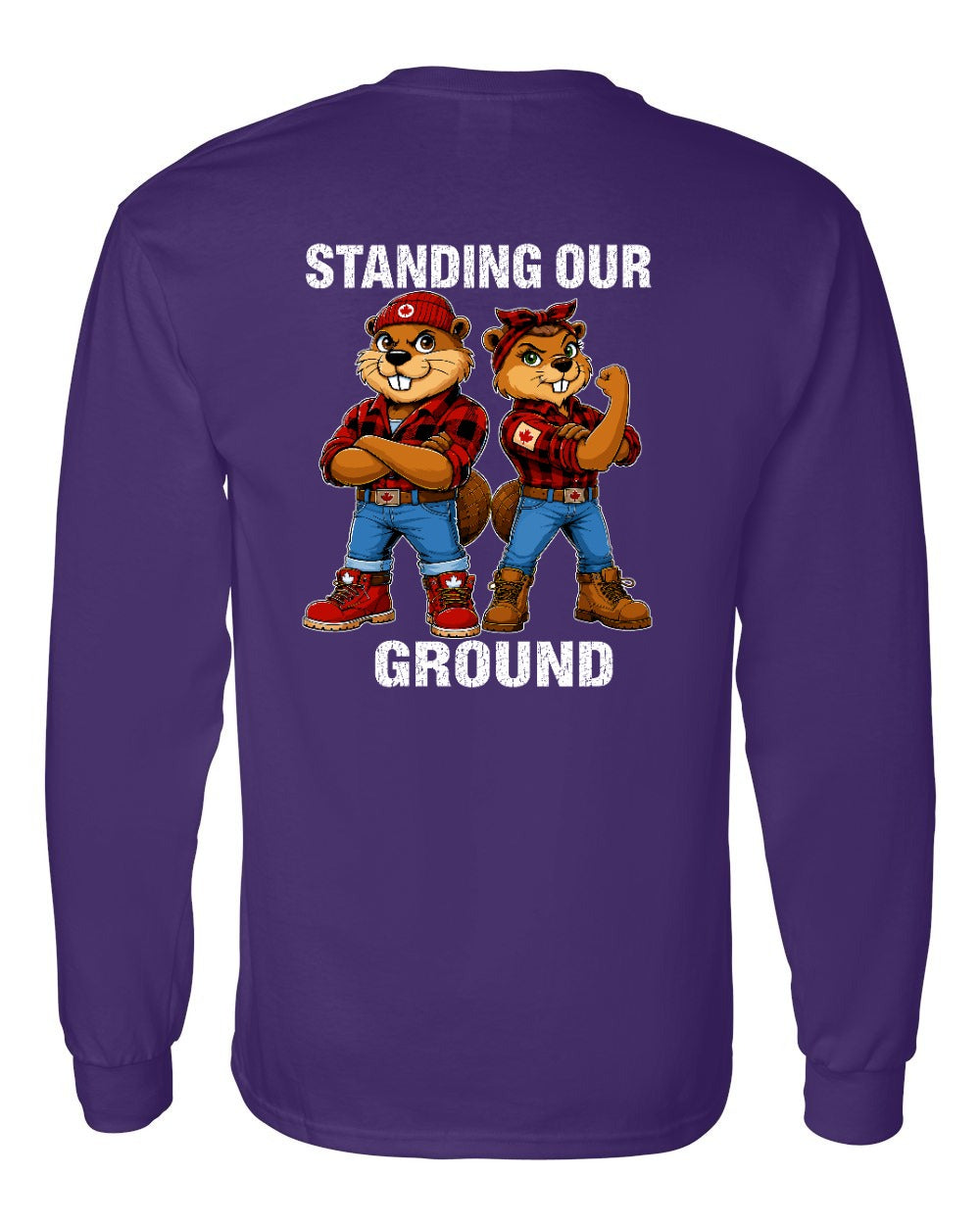 Standing Our Ground Left Chest and Back Long Sleeve in Purple - back
