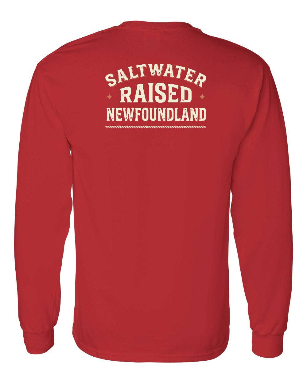 NFLD Saltwater Raised Sign Left Chest and Back Long Sleeve Tee - Unisex