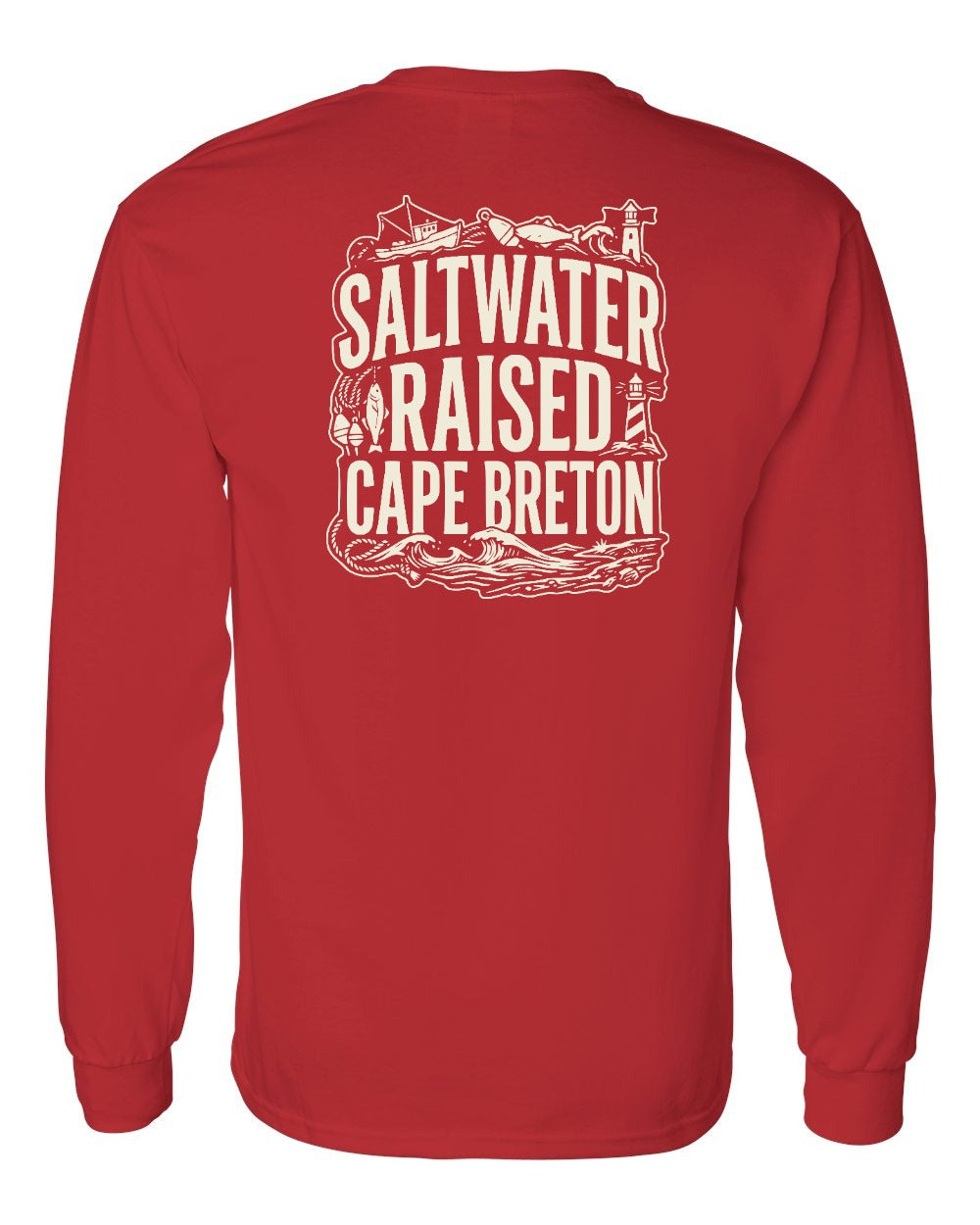 CB Saltwater Raised Folk Left Chest and Back Long Sleeve Tee - Unisex
