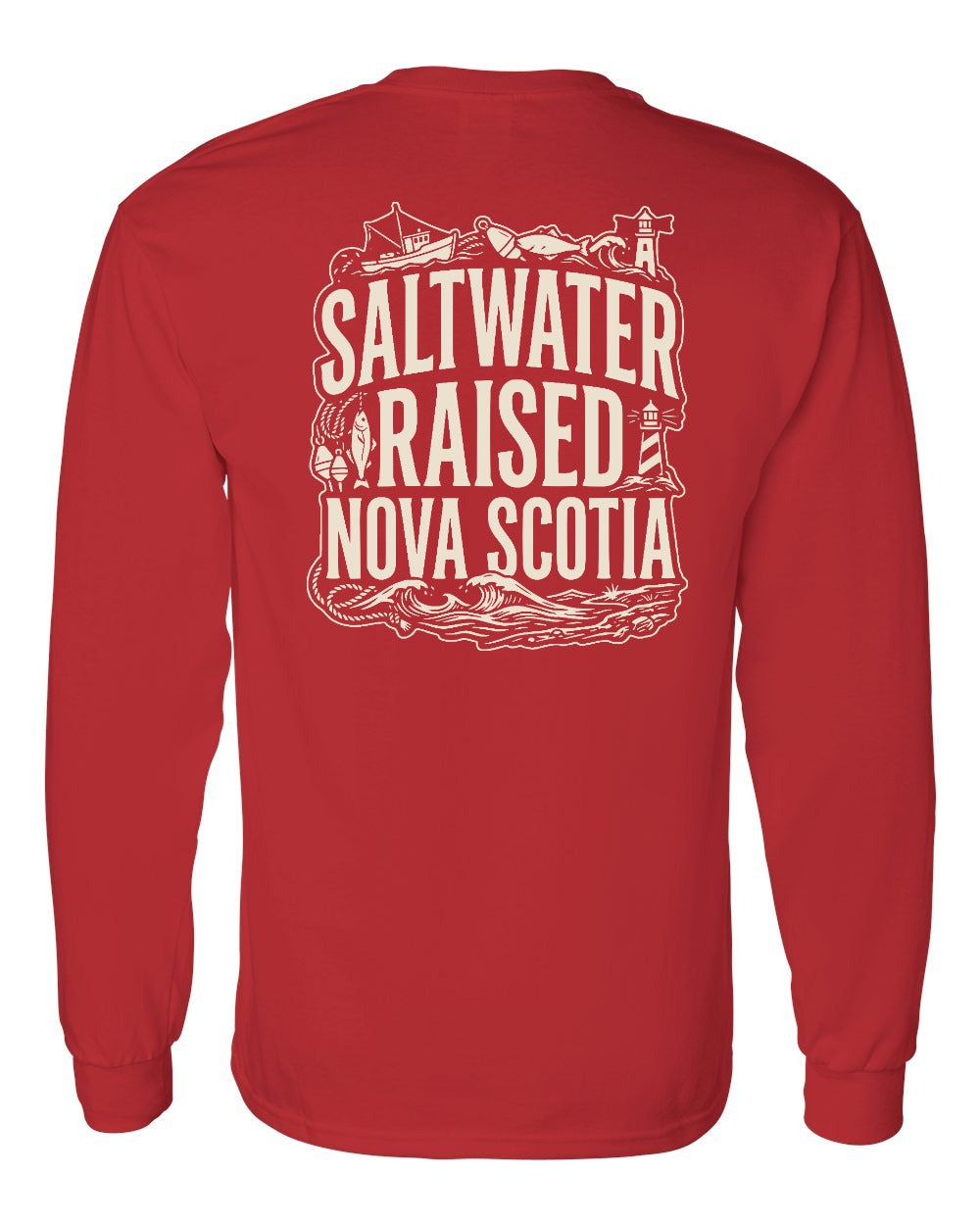 Saltwater Raised NS Folk Left Chest and Back Long Sleeve - Unisex