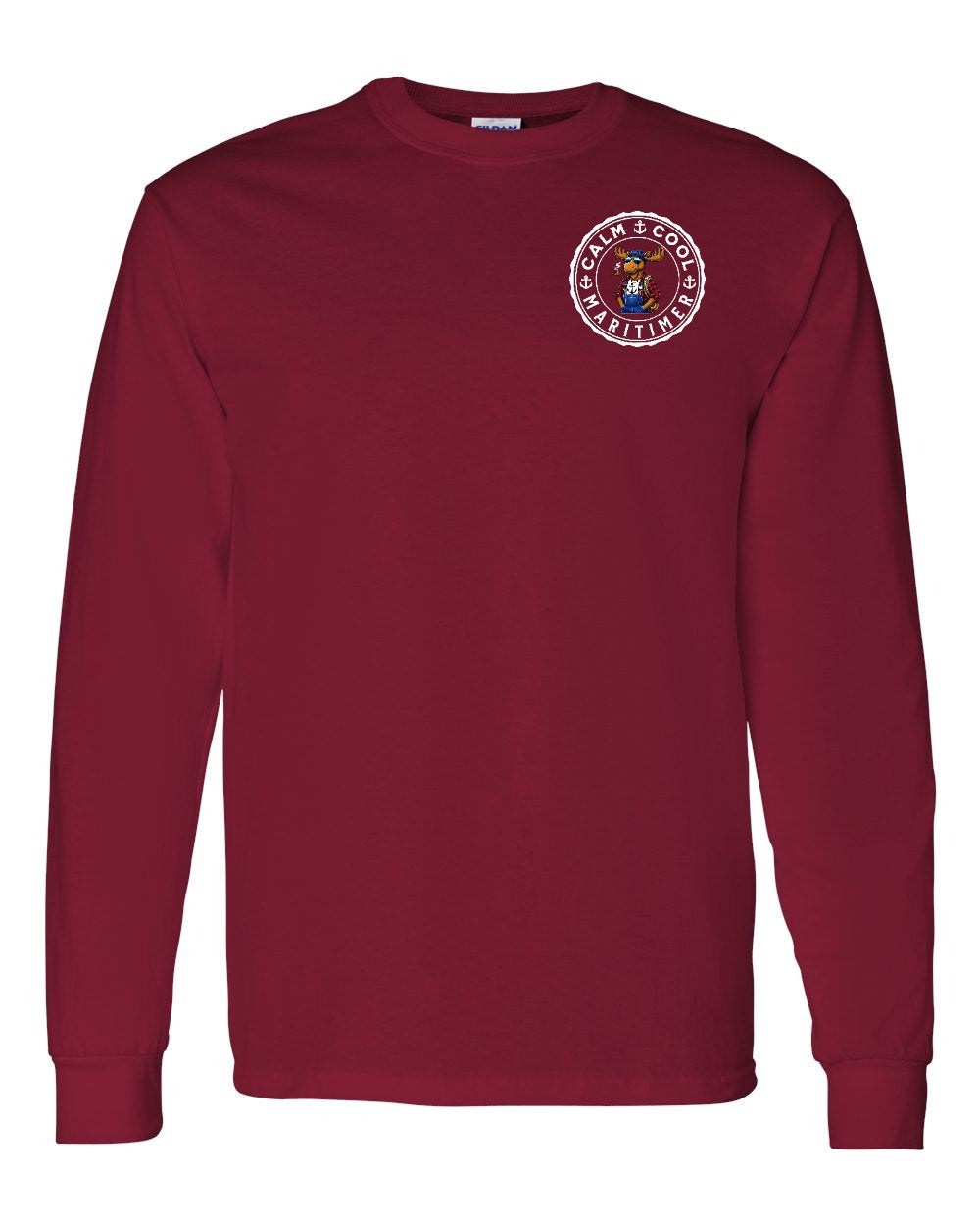 Calm Cool Maritimer Moose Left Chest Long Sleeve Tee - Unisex