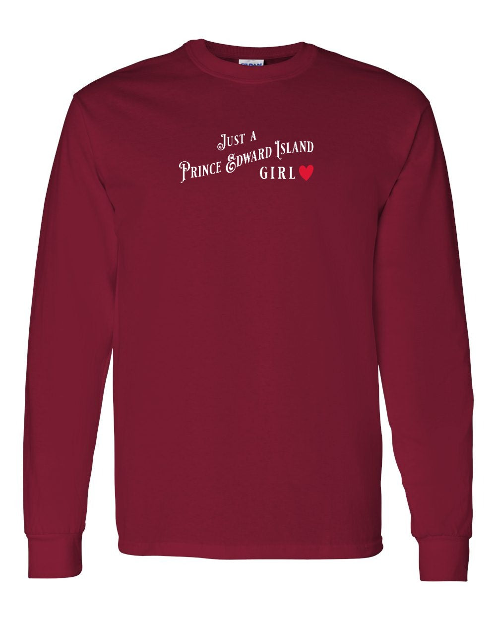 Just a PEI Girl red heart Long Sleeve - Unisex