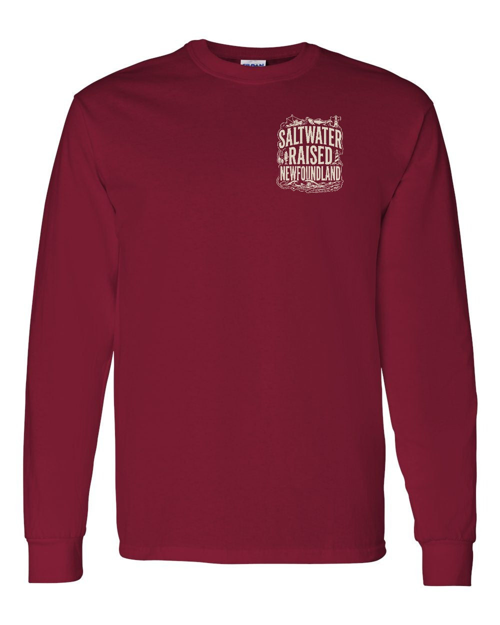 NFLD Saltwater Raised Folk Left Chest and Back Long Sleeve Tee - Unisex